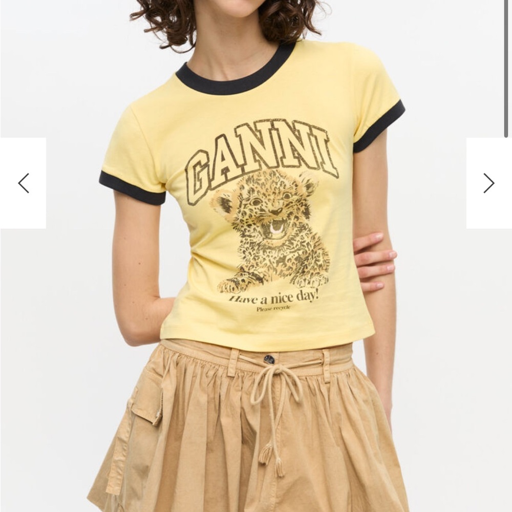 GANNI Yellow leopard baby tee